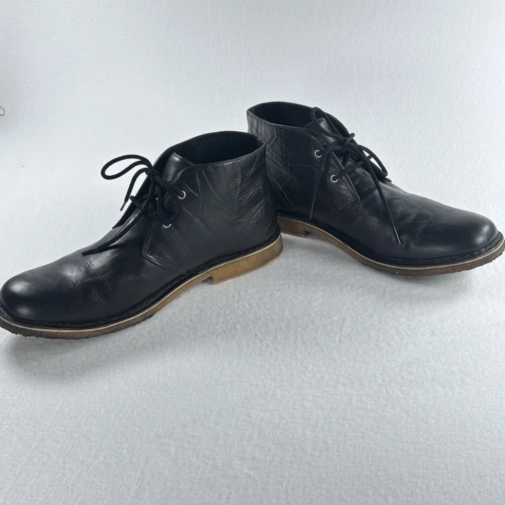 UGG Chukka Boots Black Leather Mens Sz 14 Ankle‎ Lace-Up Grunge Streetwear Boho